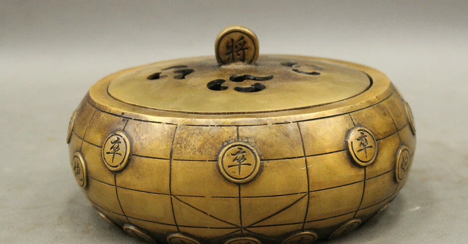 

Marked Chinese Culture Bronze Chinese Chess Shape Statue Incense Burner Censer