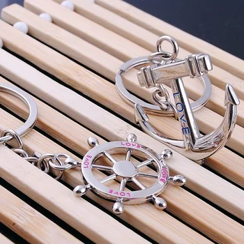 

100pairs Beach Wedding Gifts Anchor Rudder keychain for Lovers Bridal Shower Favors wen6279