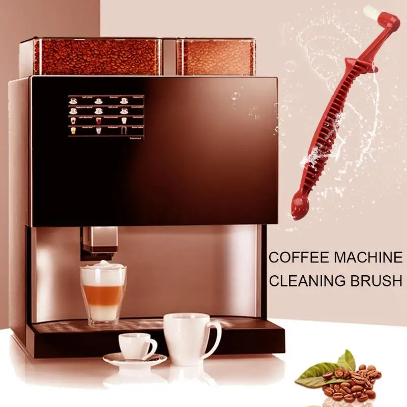 

Double Head Anti-scald Handle Coffee Machine Cleaning Brush Spoon Espresso Coffee Maker Cleaner Brush