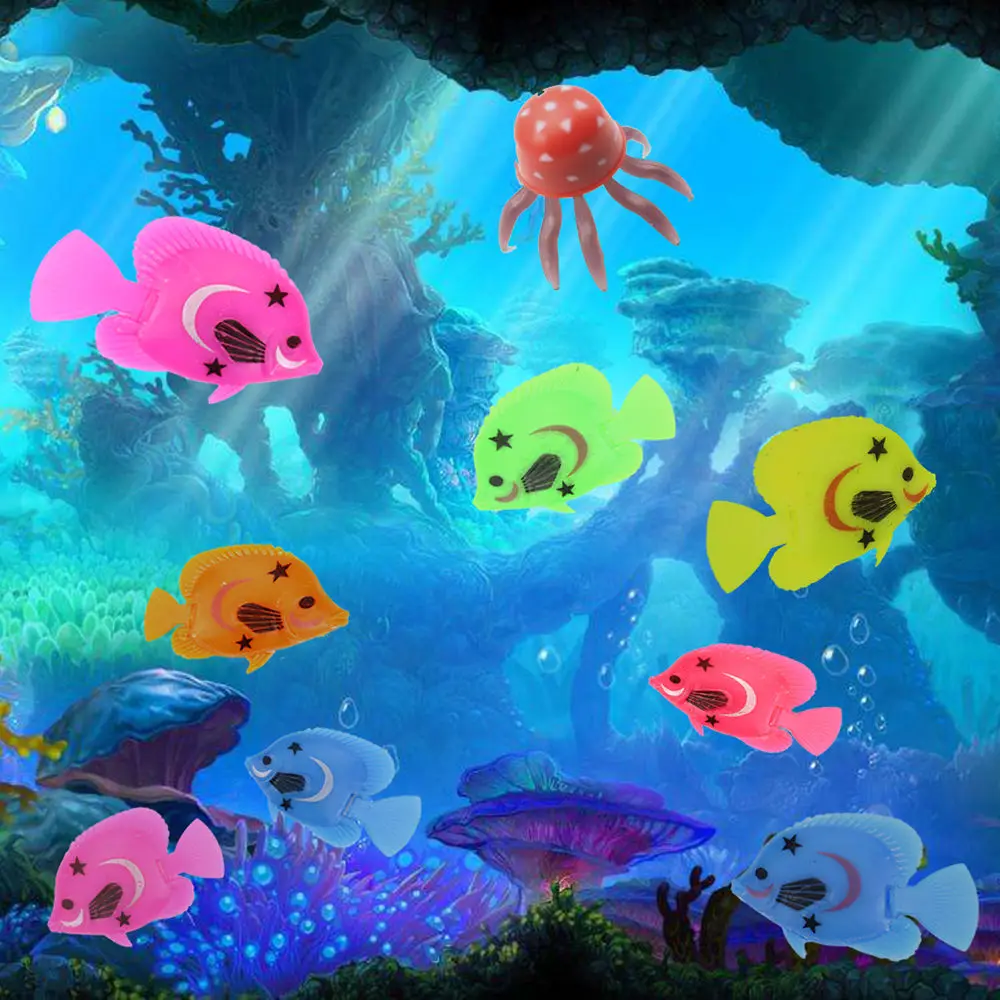 10pcs Aquarium Fish Tank Artificial Plastic Fake Floating Fish Pet