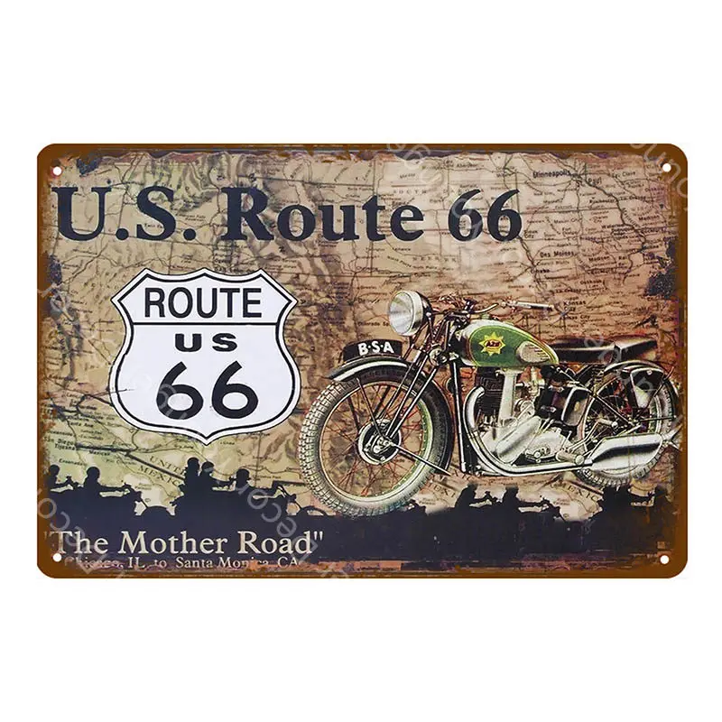 Route 66 США Мотоцикл Винтажные металлические знаки металлические пластины кафе Паб Клуб домашний Декор стены Олово плакат ретро доска YH050 - Цвет: YD3192H