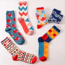 200 пара/лот модные Happy Socks в британском стиле геометрическая хит Цвет личность пара мужской хлопок носки Для женщин носки Calcetines