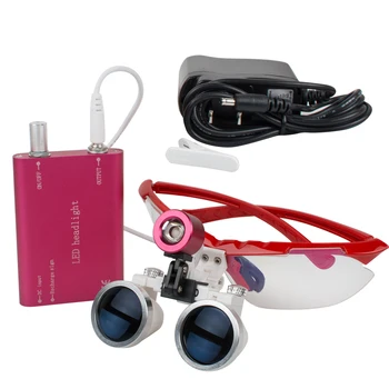 

Teeth Whitening,New Red Dentist Dental Surgical Medical Binocular Loupes 2.5X 420mm Optical Glass Loupe+Red LED Head Light Lamp