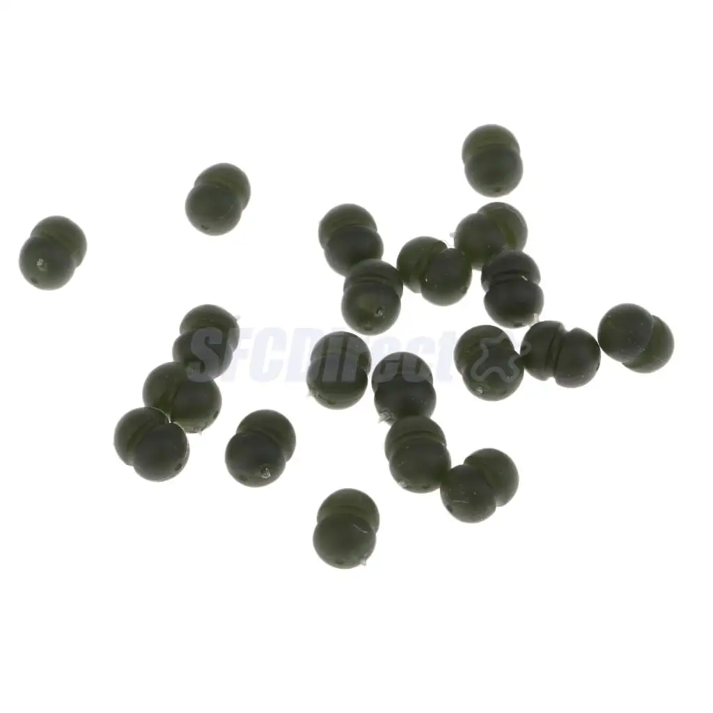 20pcs Heli/Chod Rubber Runner Beads Green Carp Fishing Terminal Rig Tackle