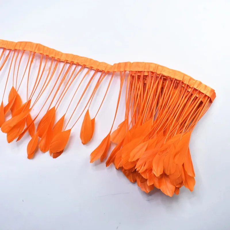 2 м/лот, черная полоска, хвост, гусиные перья, отделка, перья фазана, для рукоделия, ленты, костюмы, свадебные украшения - Цвет: Orange