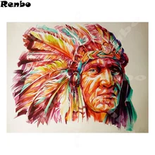 Из серии "сделай сам" алмазов картина индейцев для мужчин картина со стразами вышивка бисером вышивка крестом 5D Мозаика Декор A137