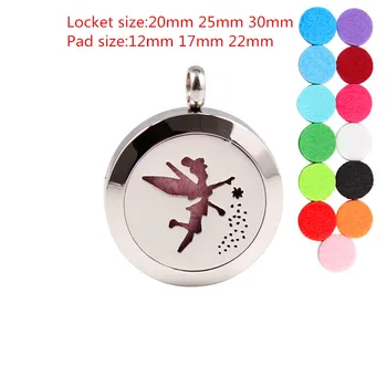 

10PCS Stainless Steel Elf Pattern Essential Oil Aromatherapy Necklace Perfume Difuser Locket Necklace (Send Chain Pad As Gift)