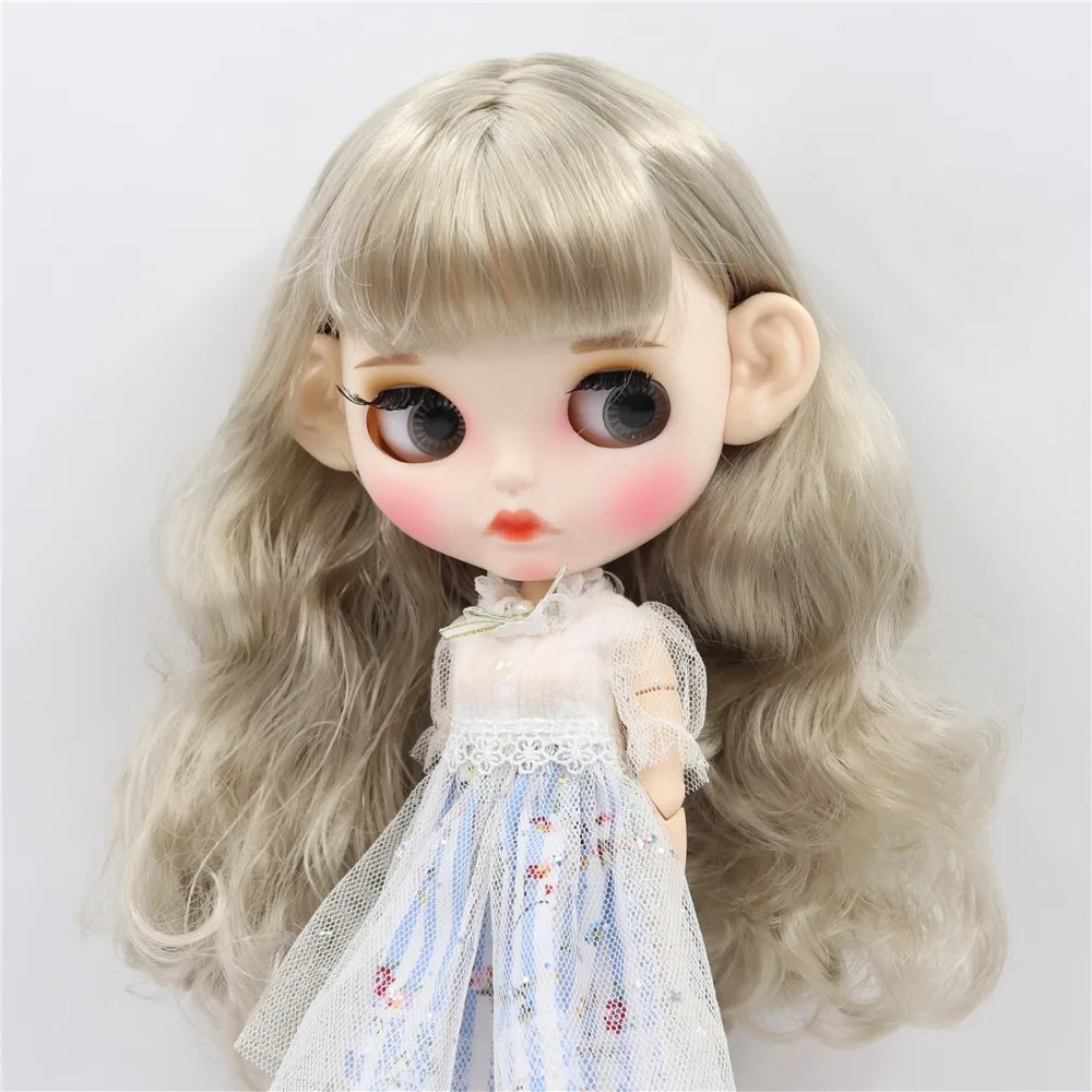 Фабрика blyth кукла 1/6 bjd белая кожа сустава тела Серые Серебряные волосы Новые матовые лицо резные губы с бровью индивидуальные лица BL3167