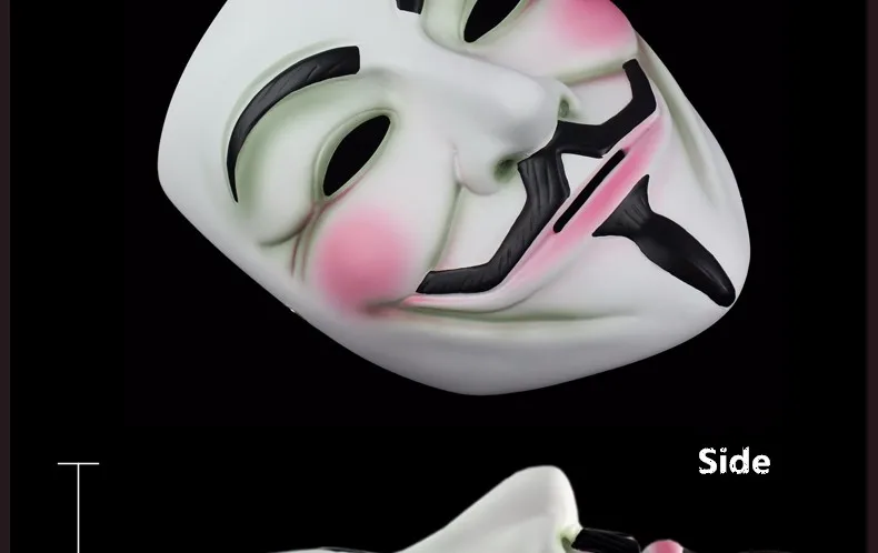 V для вендетты смолы маска Guy Fawkes аноним Косплей Хэллоуин маски 2 цвета белый/Бронзовый высокое качество