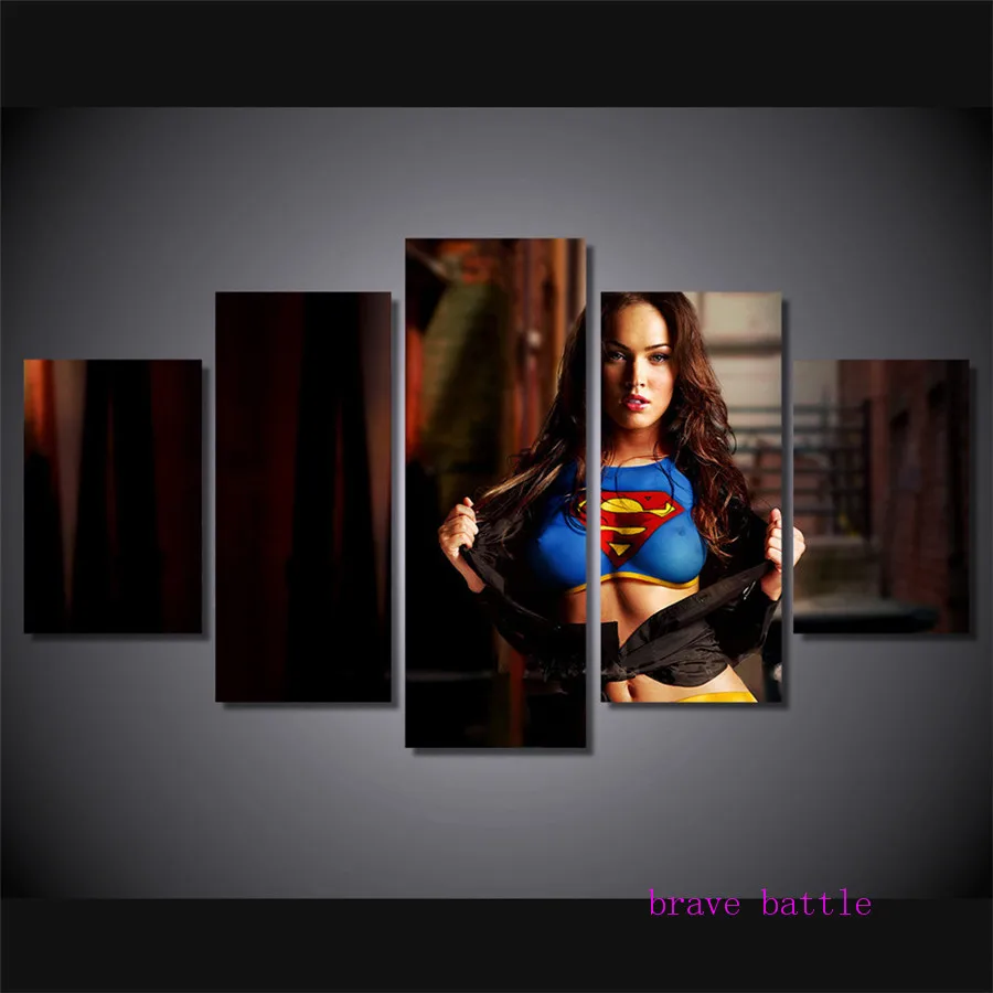 

Sexy Female Superman DC Vs Marvel 4 Panel Wall Art Oil Painting Poster Canvas Painting Print Pictures for Living Room Home Decor