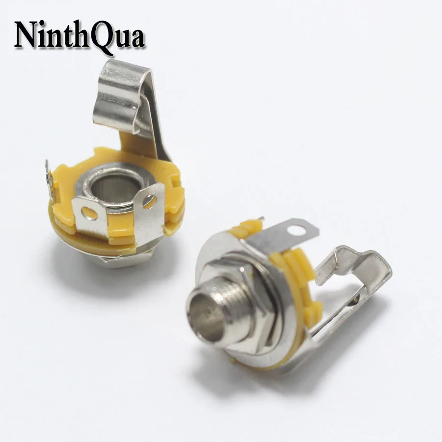 1pcs 6.35mm Single Track with Switch Electric Bass Guitar Jack Audio AC