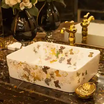 

Rectangular Best sell China Classic Painting Antique Ceramic Wash Basin porcelain art wash basin bathroom sinks