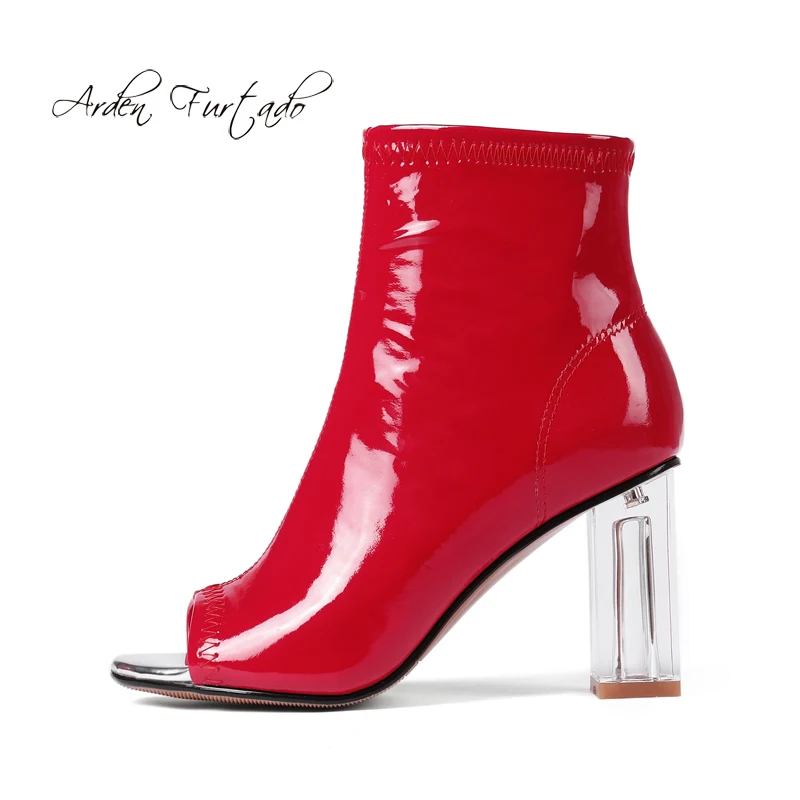 ankle boots red leather