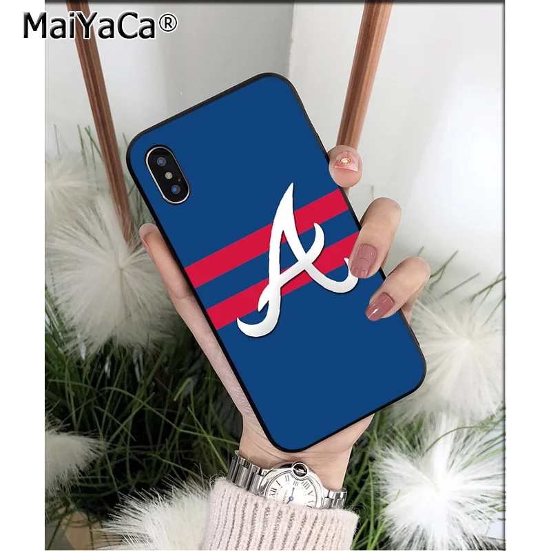 MaiYaCa подвеска Atlanta Braves черный мягкий чехол из ТПУ для телефона iPhone 6S 6plus 7 7plus 8 8Plus X Xs MAX 5 5S XR - Цвет: A14