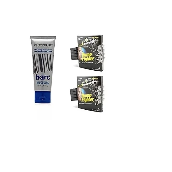 Barc Cutting Up, Unscented Shave Cream, 2 Oz + Bump Fighter for Men Disposable Razors 4 Ct (Pack of 2)