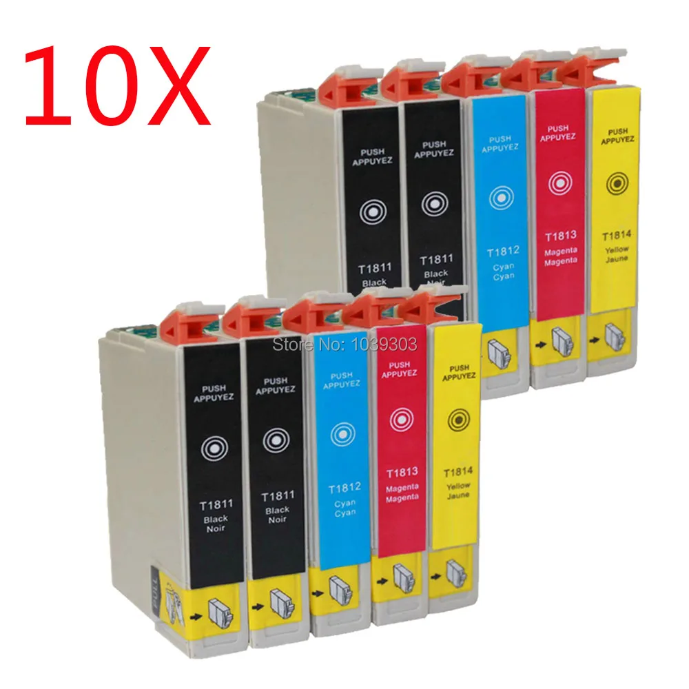 10x T1811 чернильный картридж совместимый для epson XP-225 XP-322 XP-325 XP-422 XP-425 XP322 XP325 XP422 XP425