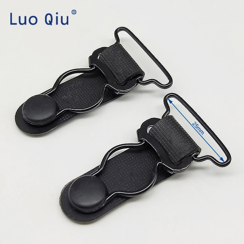 

Luo Qiu 10 pcs/lot 25mm Plastic Black Corset Leg Garter Belt Clip Hooks Suspender Ends Hosiery Stocking Grips suspender clips