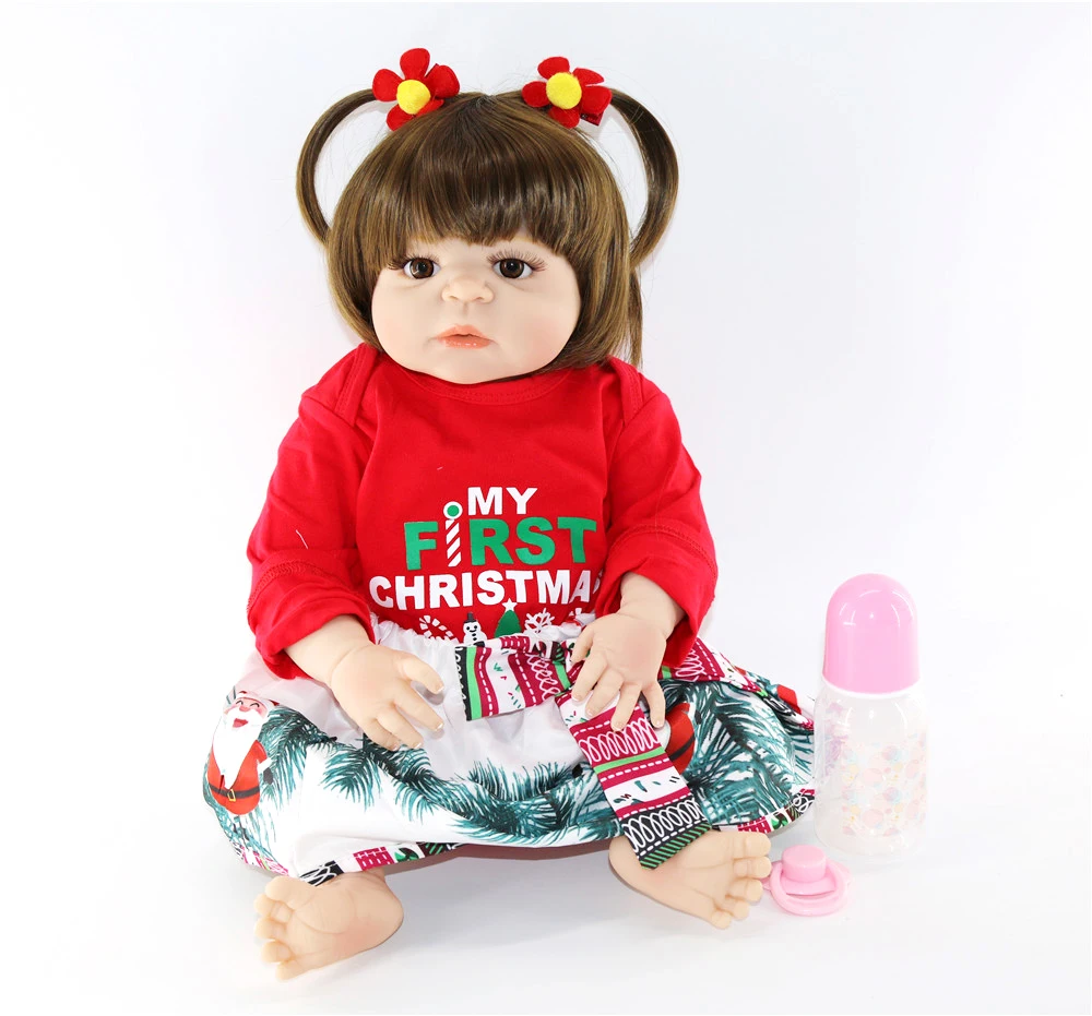 

Lifelike 23'' Newborn Doll Can Bathe Full Silicone newborn vivid Reborn Dolls Baby Princess stylish Xmas birthday Gifts for Girl