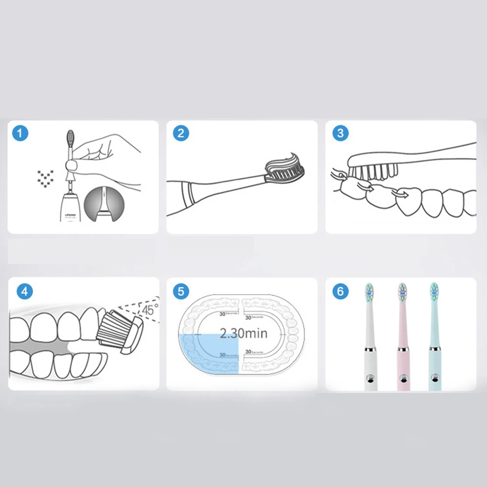 AZDENT, 3 режима, звуковая электрическая зубная щетка, зарядка, мощная зубная щетка с 4 головками, Глубокая чистка, ультра звуковая зубная щетка, водонепроницаемая