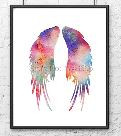 Watercolor Art Print - Angel Wings Art Print - Colorful Watercolor Painting - Feather Art