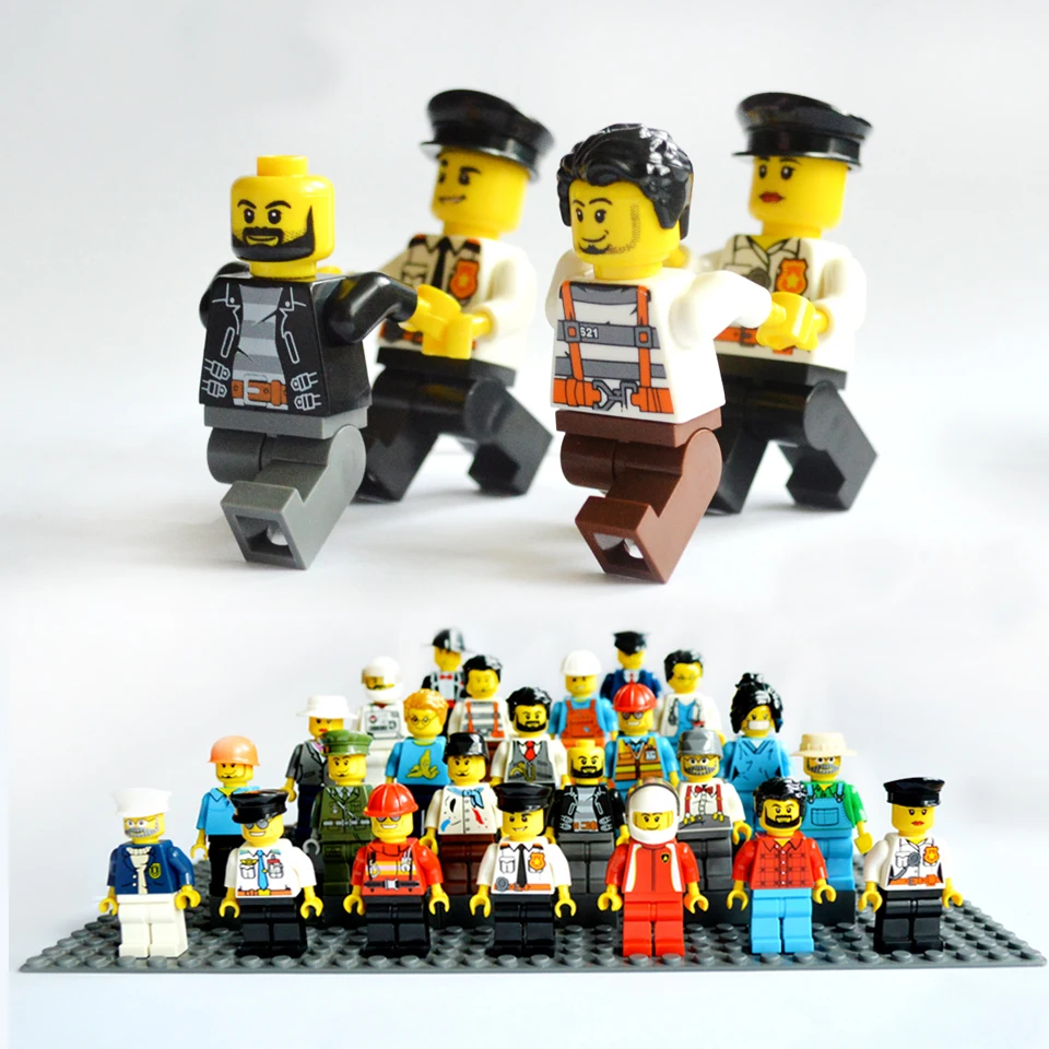 

24pcs/lot Building Blocks Figures bricks DIY Toys Compatible LegoINGlys Police Soldier Occupations Mini People for Kids Gift