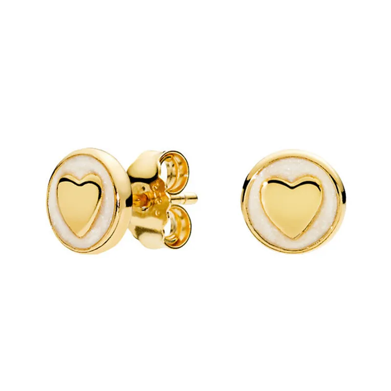 

Pan home s925 sterling silver earrings sweet declaration gold yellow cute heart-shaped simple romantic confession female