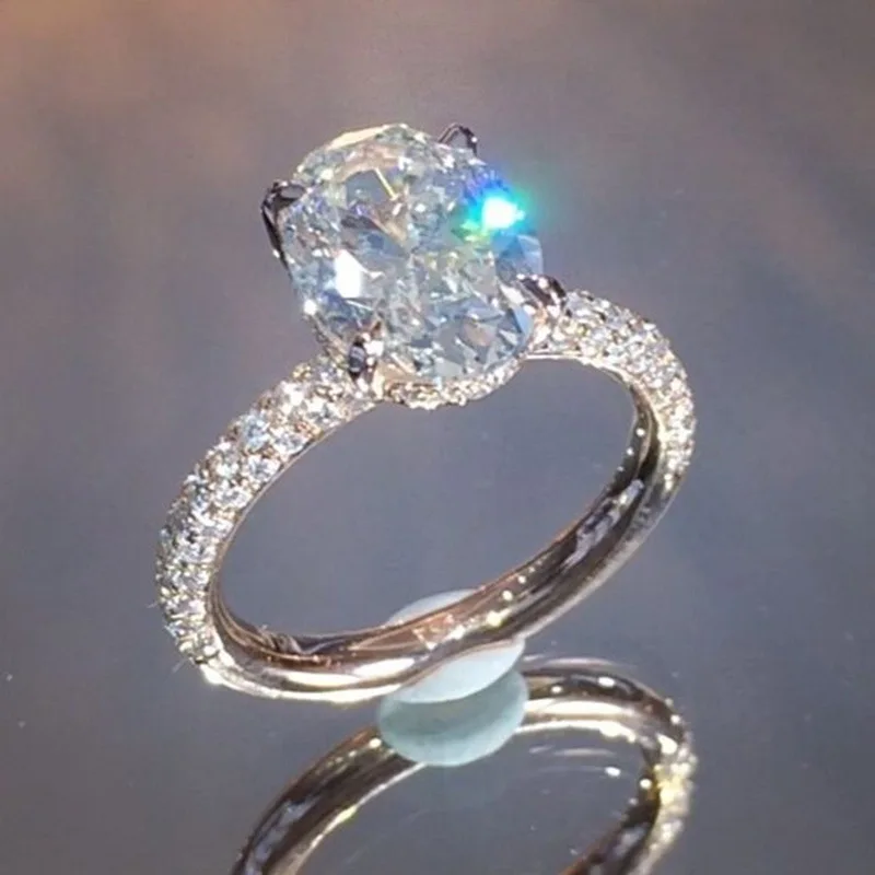

2019 new luxury Oval 925 Sterling Silver Engagement Ring for women lady anniversary gift bulk sell drop shipping moonso R5091