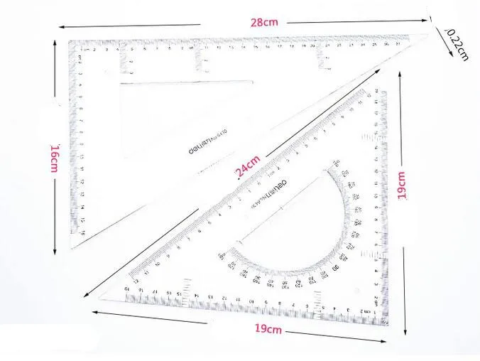 DELI 6430, Высококачественная пластиковая линейка, Студенческая линейка для рисования, треугольная линейка с транспортиром, 30 см, школьная линейка, правила Rega, бумажная линейка