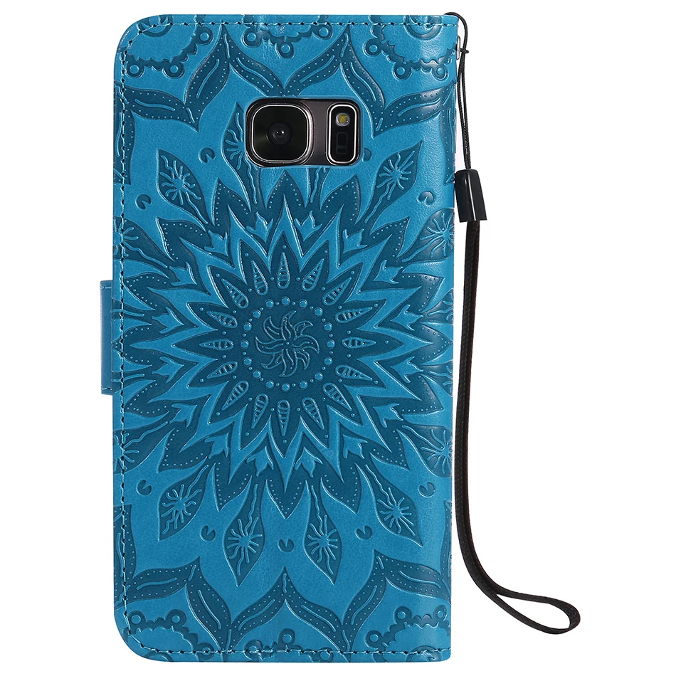 for A5 A3 J1 J3 J5 2016 2017 Prime Case Luxury Flip Wallet Sun flower Phone Back Cover for Samsung Galaxy S6 S7 edge Plus Coque (3)