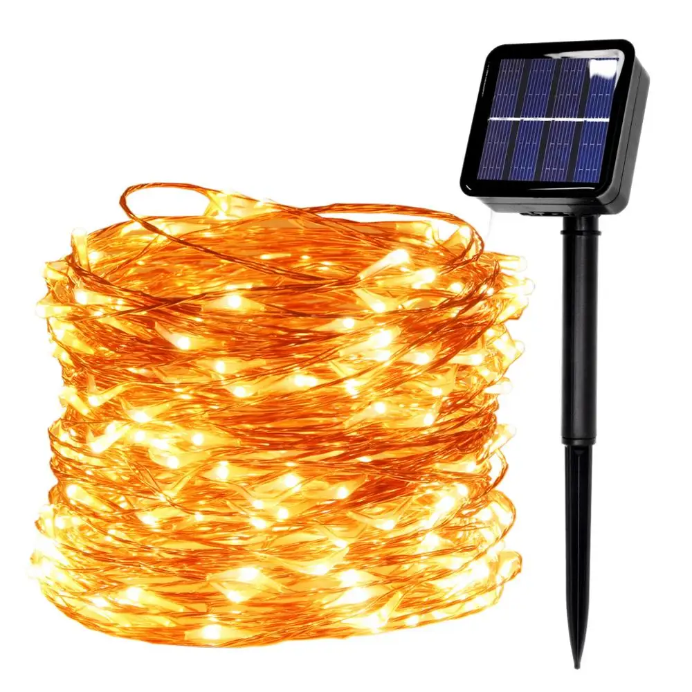 LED Outdoor Solar Lamp USB LED String Lights Fairy Holiday Christmas Solar Party Garland Solar