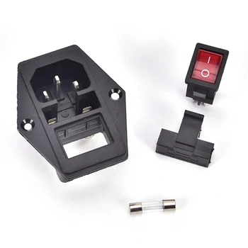 

Red Rocker Switch Fused IEC 320 C14 Inlet Power Socket Fuse Switch Connector Plug Connector With 10A Fuse