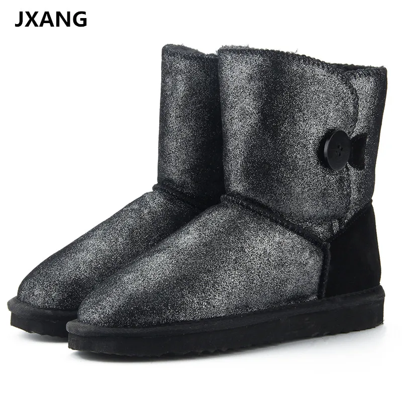 

JXANG 2018 Women shoes 2018 fashion Women Genuine Leather waterproof Snow Boots chaussure femme hiver womens Winter Boots