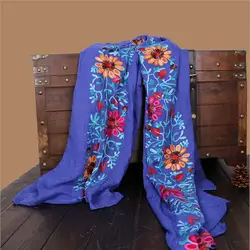 Национальный бренд цветочный хлопок полиэстер квадратный сезон: весна–лето шарф шаль Для женщин хиджаб палантины шали Длинные женские