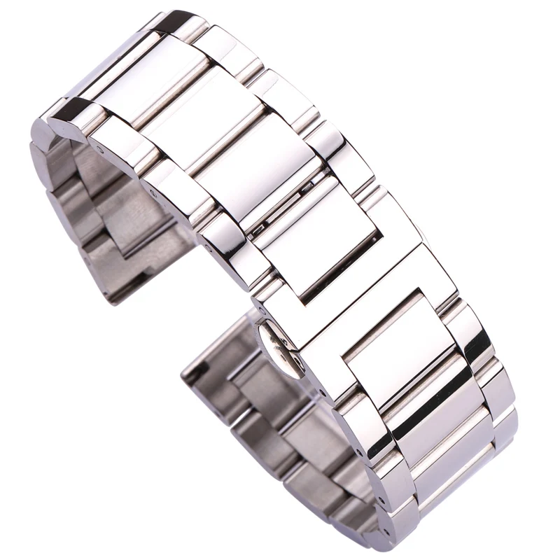 

18 20 21 22 23 24mm Metal Watch Band Strap Men High Quality Stainless Steel Watchband Link Bracelet Double Fold Deployment Clasp