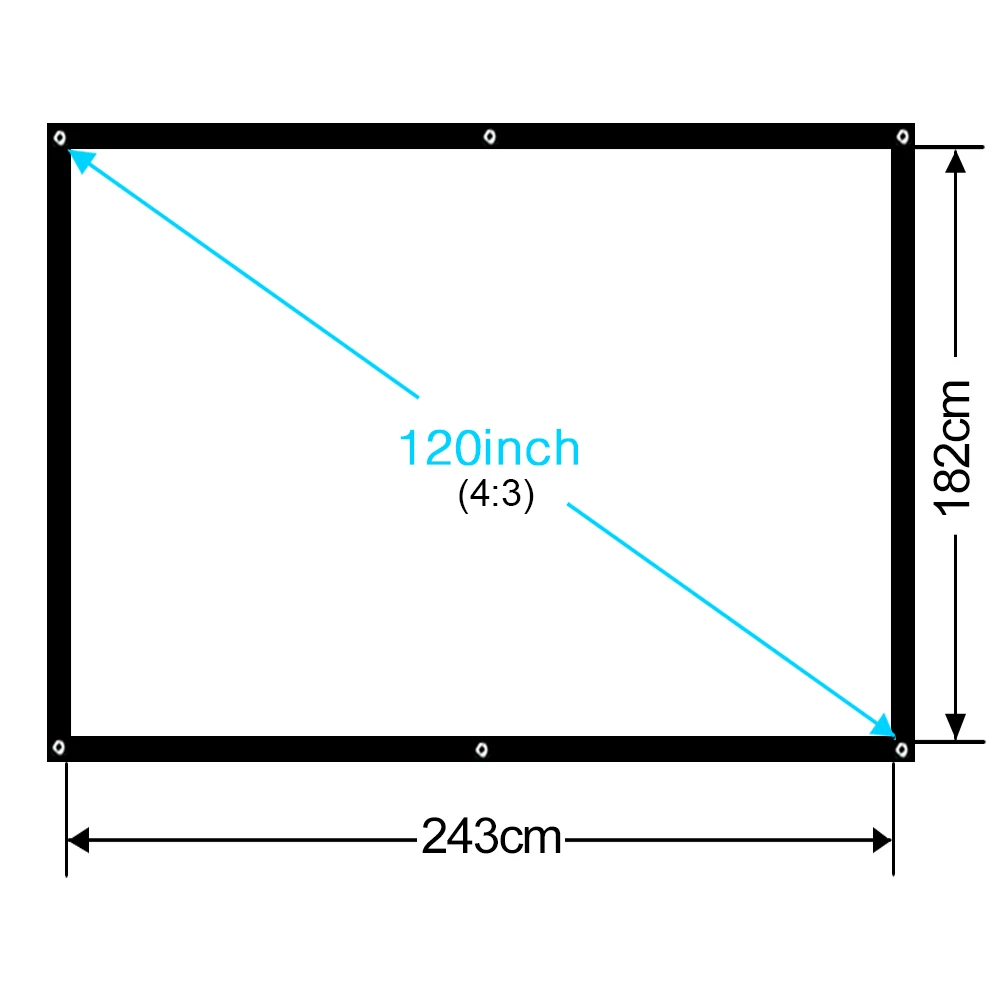 100 дюймов 120 дюймов 4:3 портативный складной передний задний домашний кинотеатр открытый фильм настенный белый проектор проекционный экран для проектора