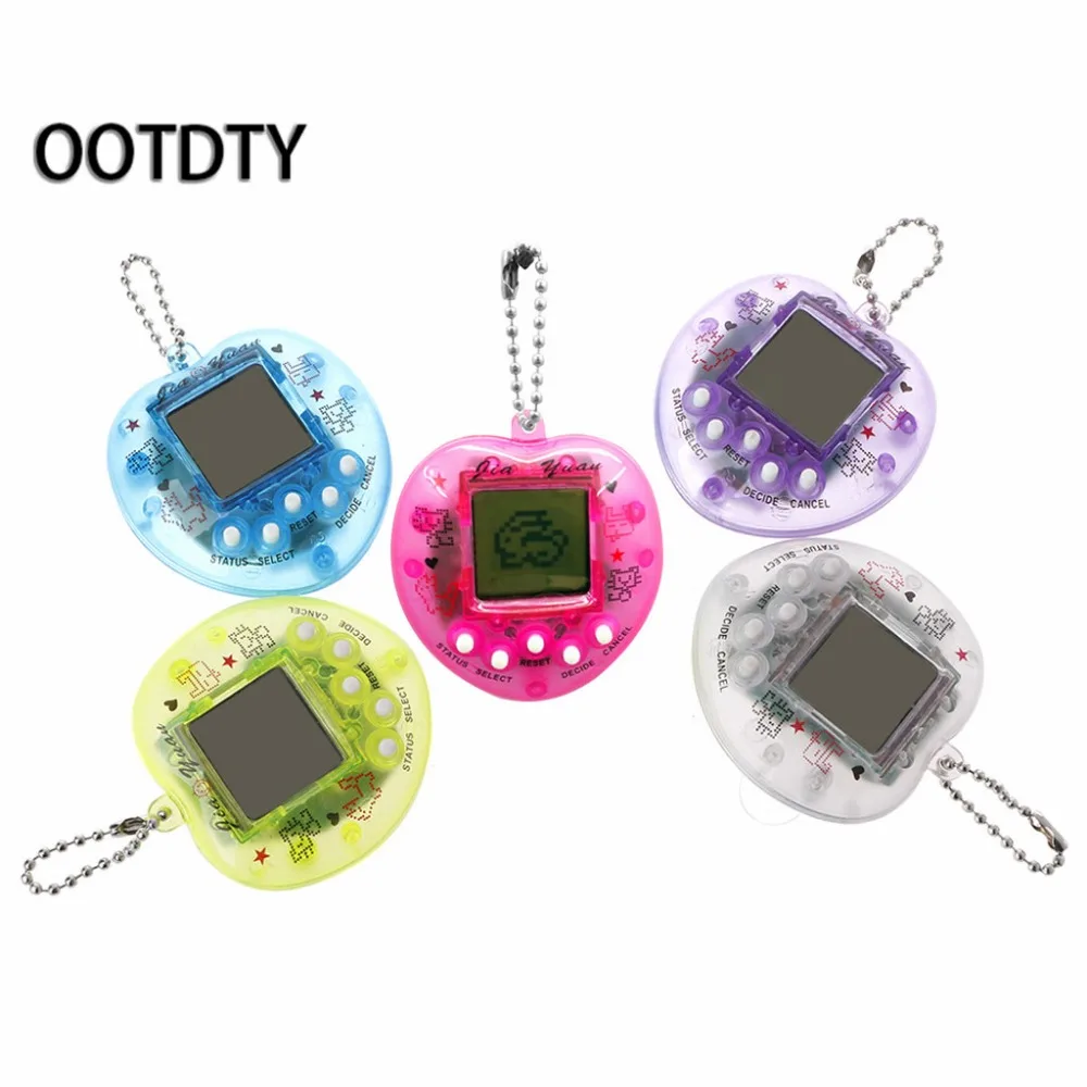 Cute Heart Shape LCD Virtual Digital font b Pet b font Electronic Game Machine With Keychain