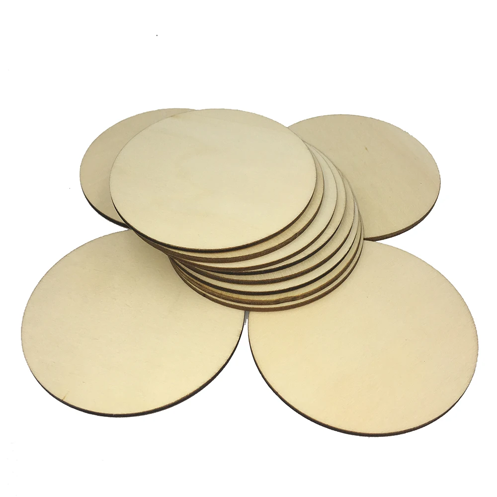 100pcs 80mm 3.14inch Big Size Unfinished Round Wood Slices Embellishments MDF Wooden Cutout for Cardmaking Art Wedding Decor