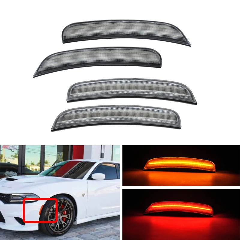 

Clear Lens For Dodge Charger 2015 2016 2017 Front Amber Side Marker Rear Red Side Marker Turn Signal Lights