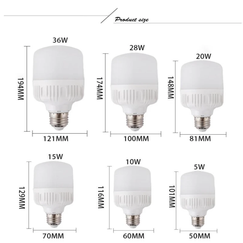 Высокая Мощность светодиодный светильник E27 220 V-240 V Светодиодный светильник ing умная ИС(интеграционная схема) Мощность 5 Вт 10 Вт 15 Вт, 20 Вт, 30 Вт, 40 Вт, 50 Вт светодиодный уличный светильник кухонная лампа