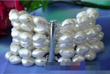 

01129 6ROW WHITE BAROQUE FW CULTURED PEARL BRACELET