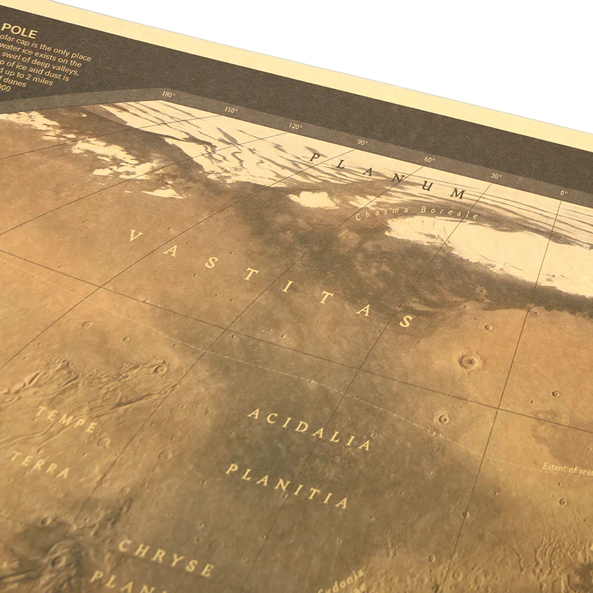 1 шт. карта Марса Наклейка на стену бар кофе дома гостиная украшение плакат на крафт-бумаге Висячие