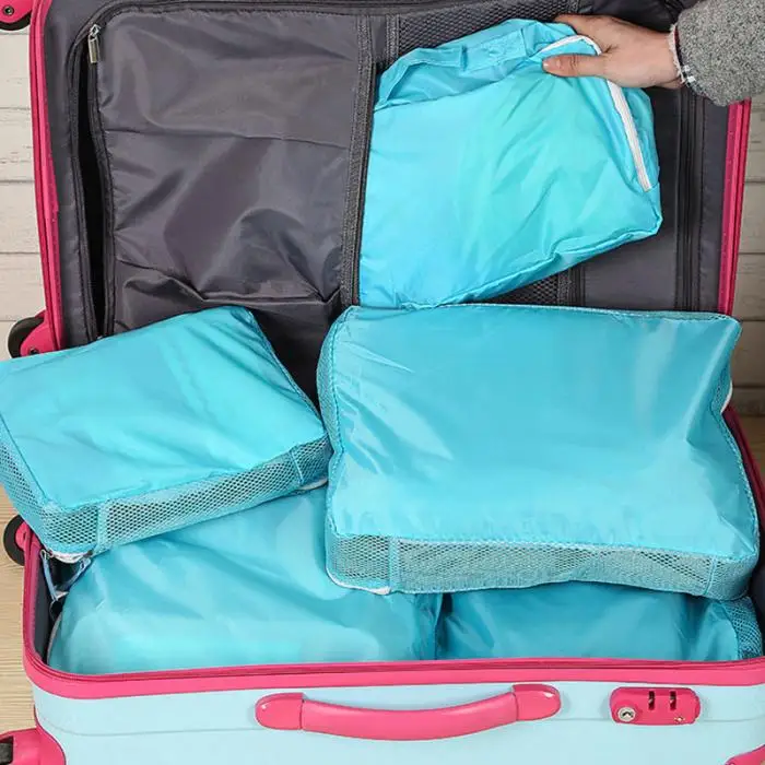 5pcs Travel Storage Portable Organizer Clothes Luggage Zipped Suitcase Pouch Bag Case MUG88