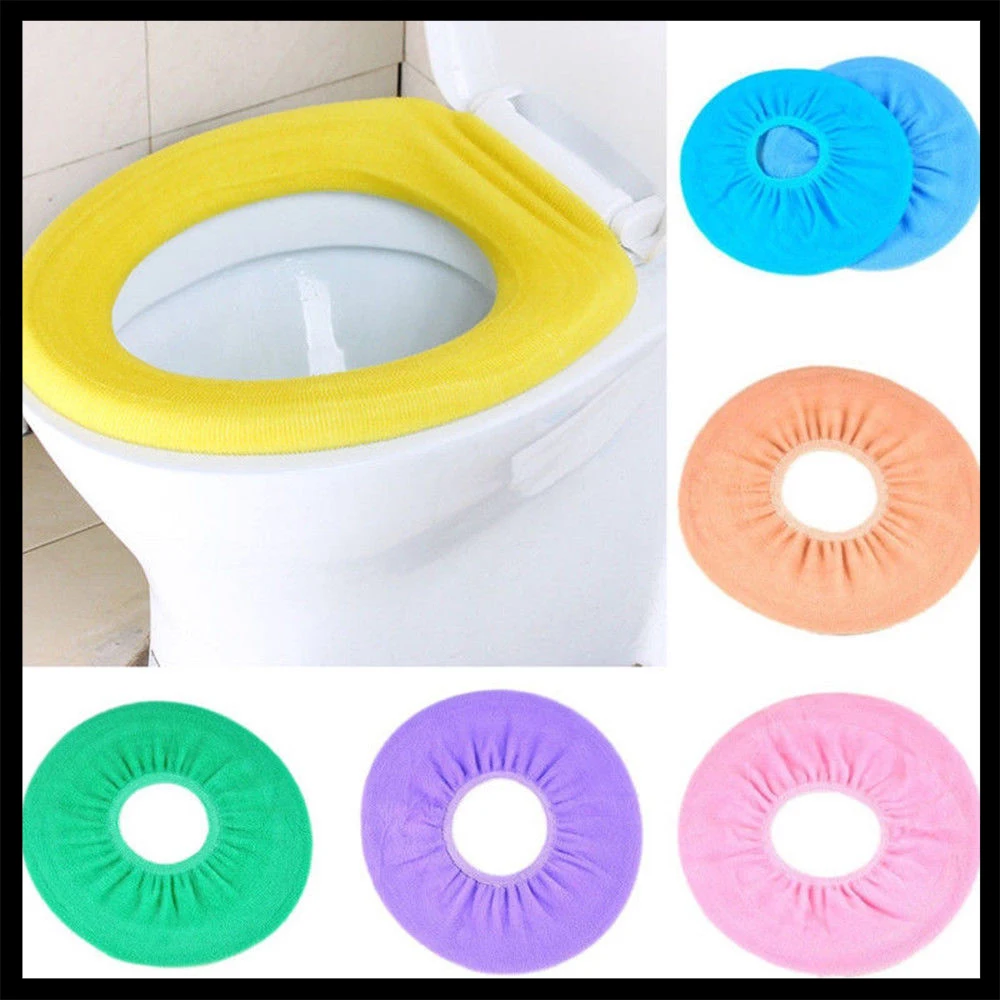 Soft Closestool Washable Lid Top Cover Bathroom Warmer Toilet Seat Cloth STO