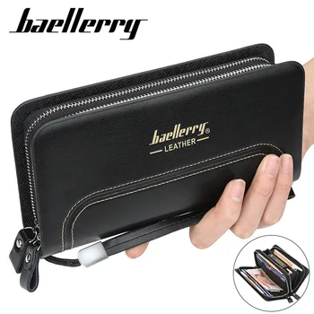 

Luxury Wallets Men Long Double Zipper Coin Purse for Men Clutch Business Male Wallet Large Capacity Card Holder MWS277
