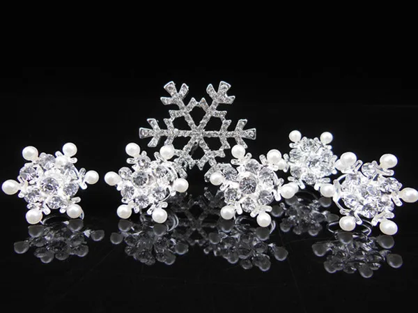 

2014 New Snowflake Style Frozen Princess White Pearl Crystal Snow Queen Elsa Hair pins Set (1 Hair Clip + 5 Small Hair Pin)