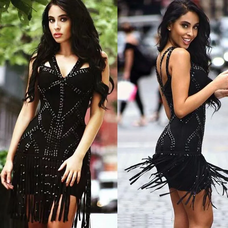 Черный Летнее женское платье luccury herve HL Бандажное платье bodycon vestido de festa вечерние коктейльные платья для особых случаев - Цвет: Черный