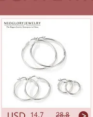 Neoglory Модные посеребренные большие круглые серьги-кольца для девочек очаровательные женские большие круглые ювелирные изделия Рождество FA