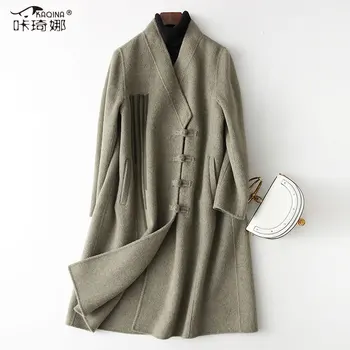 

2020 Autumn Double-faced Wool Coat Women Alpaca Jacket Long Woolen Coat Women's Jackets Cashmere Abrigos Mujer Elegante 38502 KJ