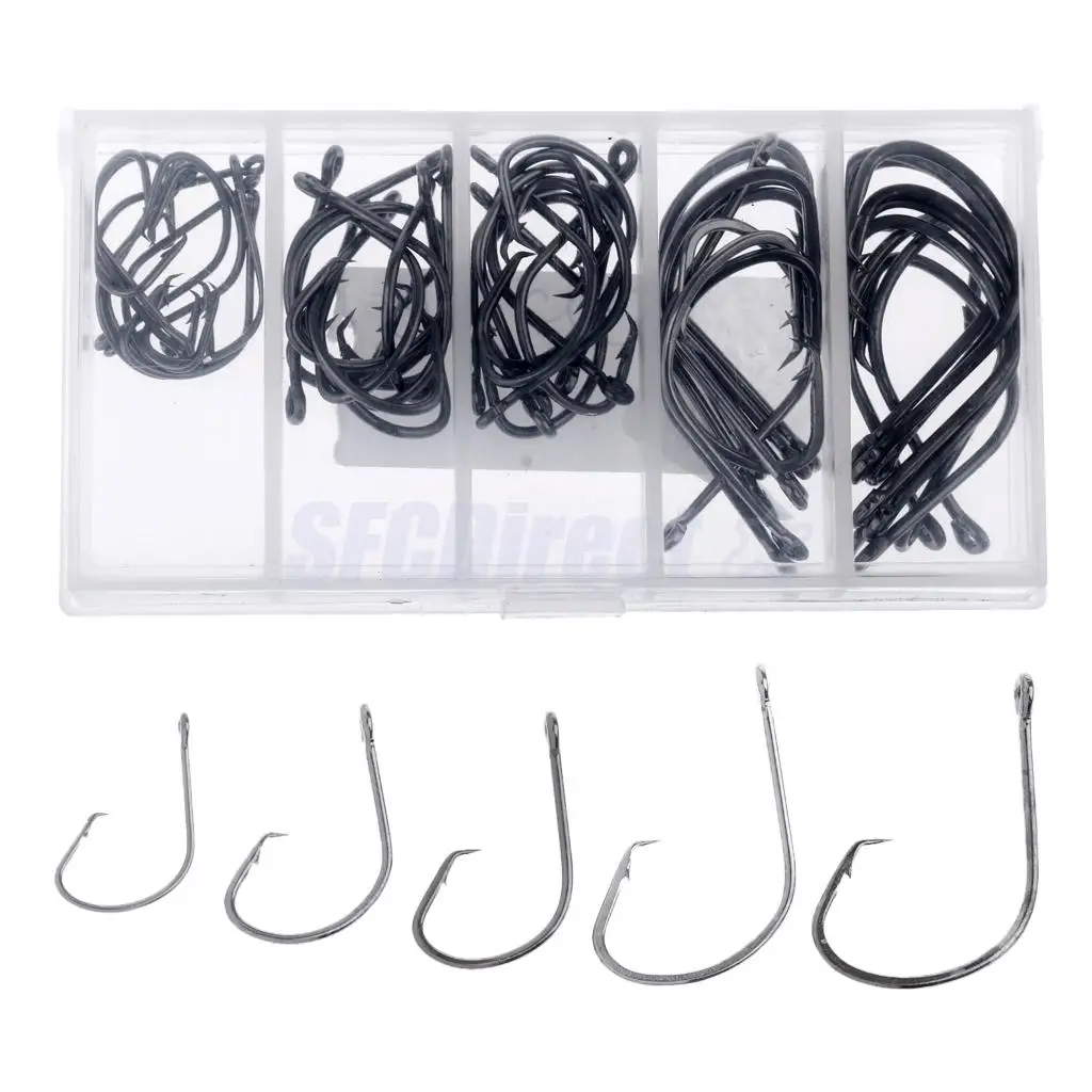 

50pcs/box High Carbon Steel Fishing Hook Circle Hooks Size 4#/2#/1#/1/0#/2/0# Fishhooks Carp Fishing Tackle
