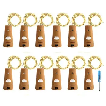 

Cork Lights for Wine Bottle, Wine Bottle Lights 12 Pack 6.5ft 20 LED Wine Cork String Lights for Glass Mason Jar Fairy Lights